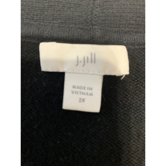 J Jill Womens Black Button Up Cardigan Size 2X Semi V Neck Layering Grandma - Picture 6 of 8